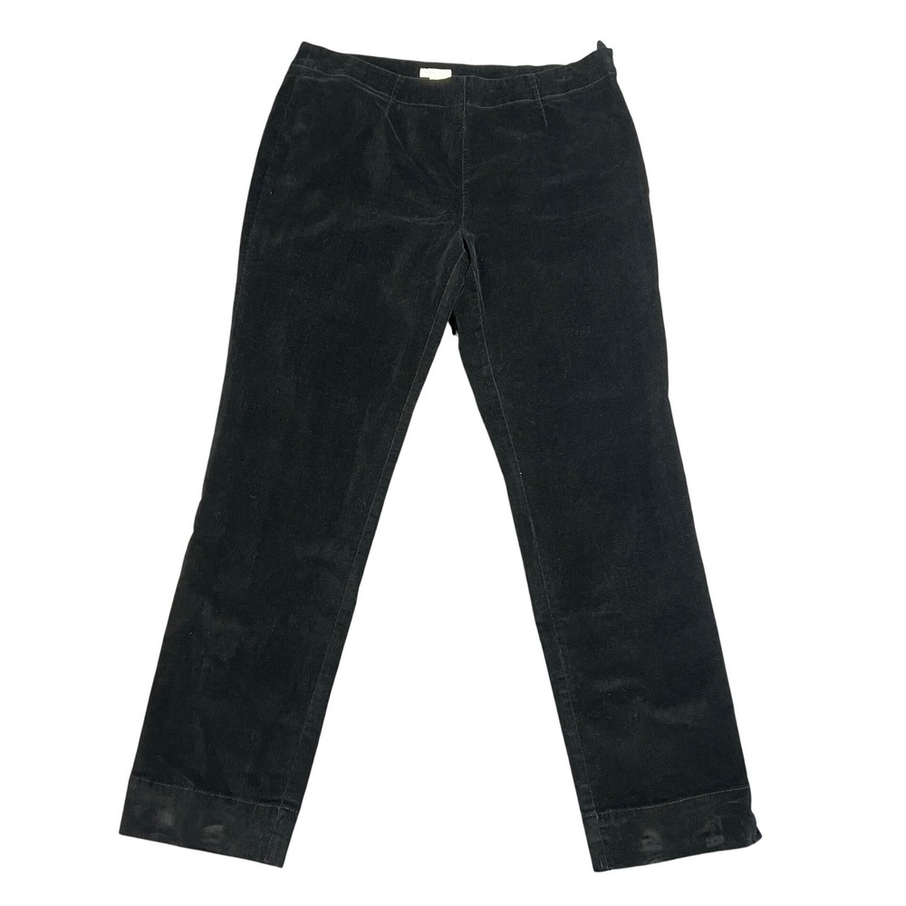 J. Jill Corduroy Pants Women's 10 Black‎ Straight Leg Cotton Stretch Fall 041531